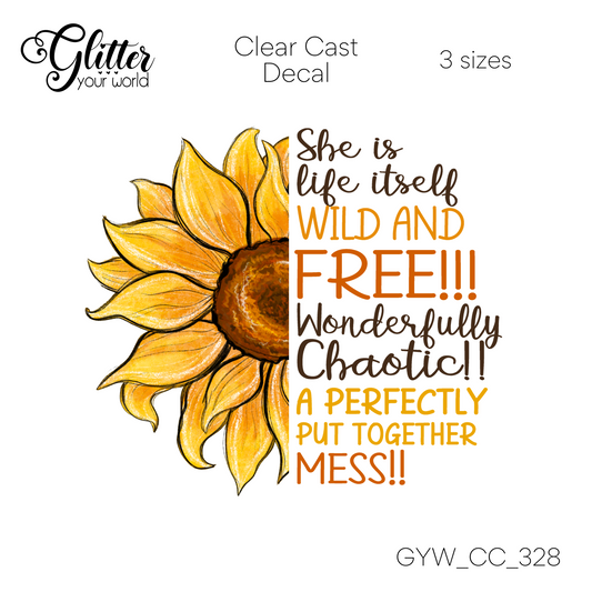 Wild And Free Sunflower CC_328 Clear Cast Decal